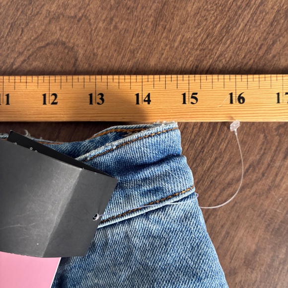 Juniors Wide Leg Rhinestone Pocket Jeans in Medium Denim, 5/27x31 - Picture 5 of 16